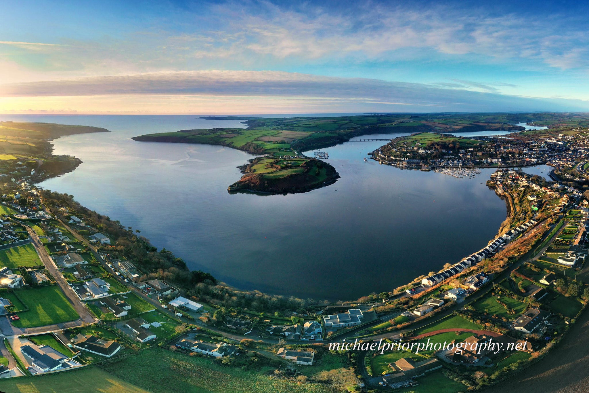 Kinsale harbor from the air in winter