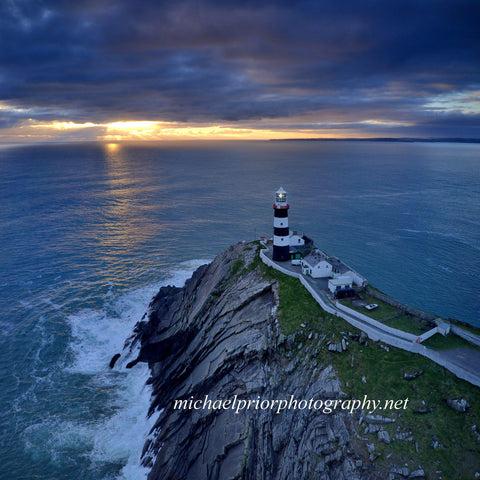 Aerial Winter sunset at the Oldhead