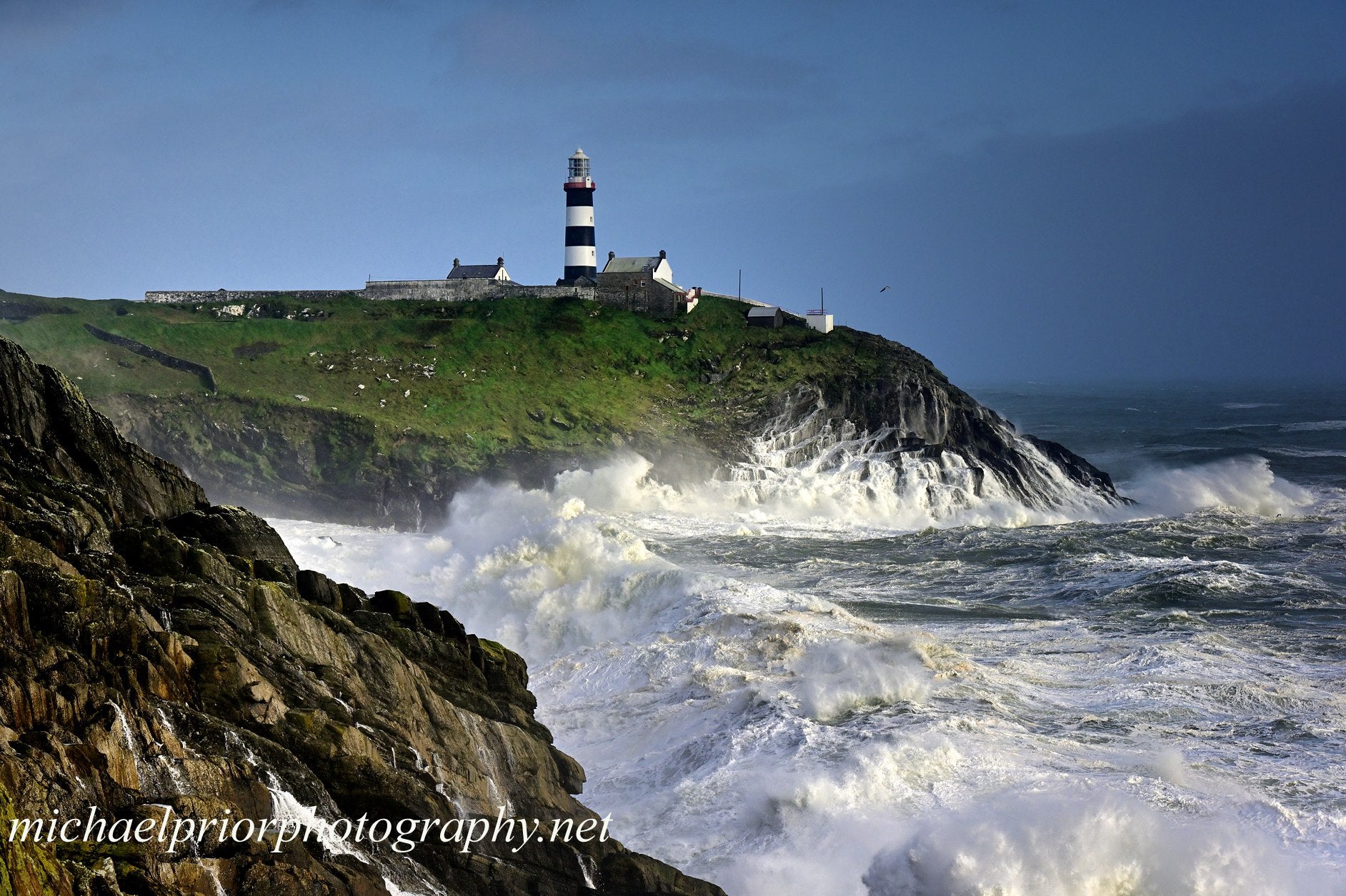 stormy seas at the Oldhead lighthouse near Kinsale Co cork