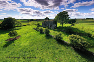 Irish Ruin Surrounded by Green Fields