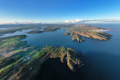 Sherkin island and Baltimore harbour from the air