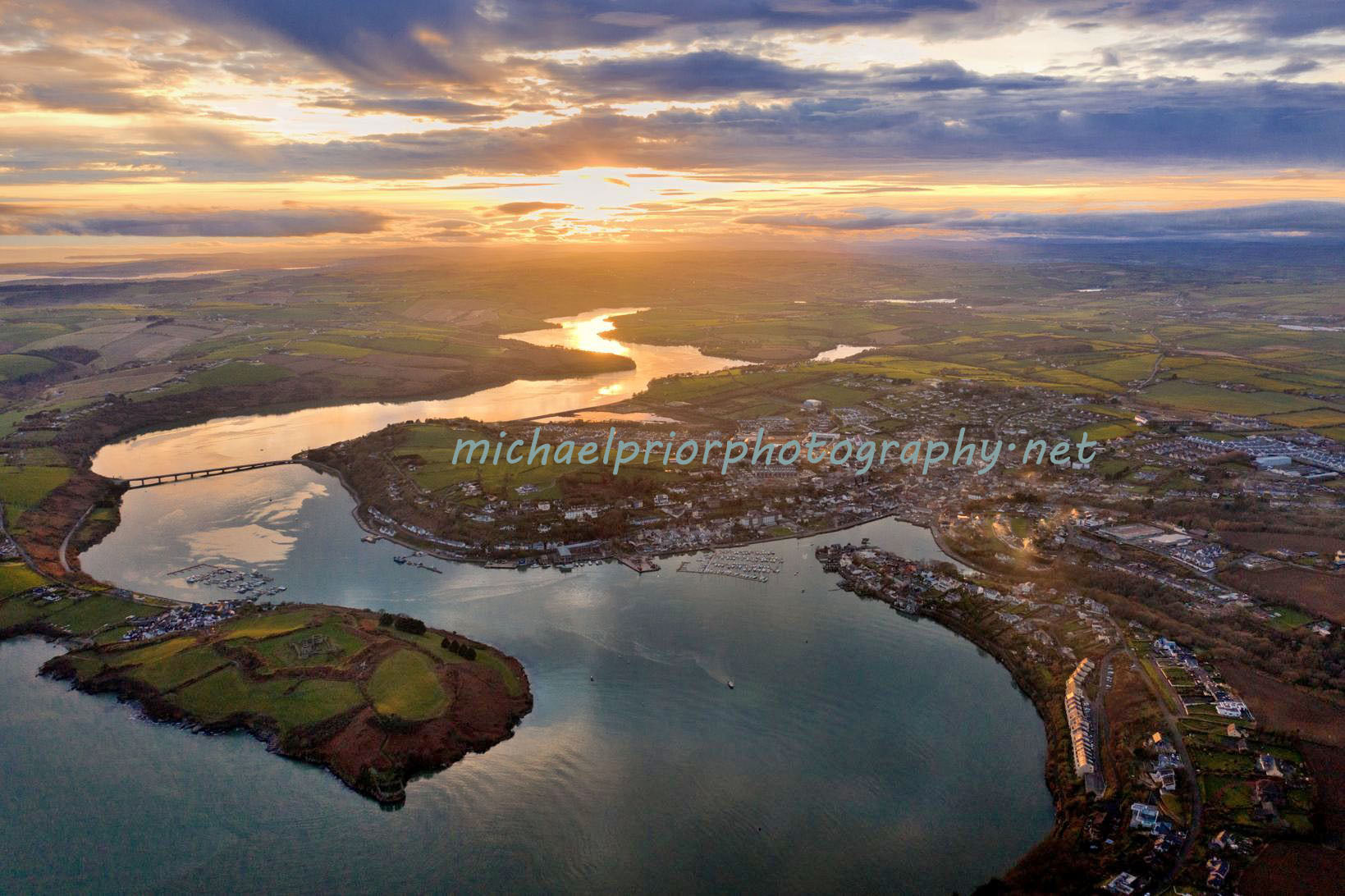 Aerial sunset of kinsale