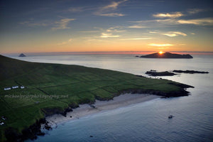 The great Blasket and the sleeping giant from the air at sunset