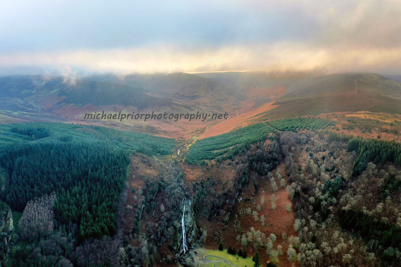 Powerscourt waterfall from the air