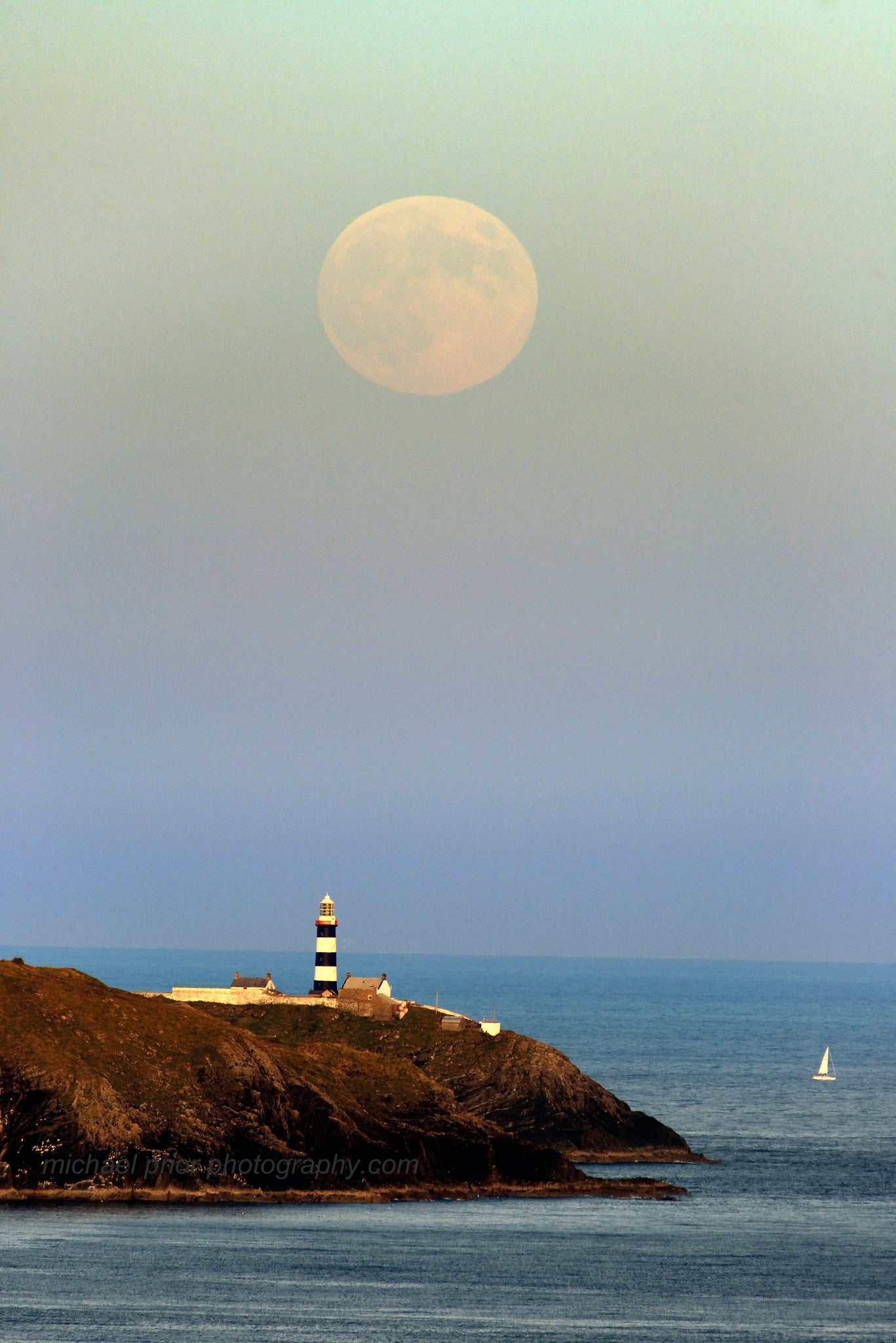 Full Moon Over The Old Head Of Kinsale Lighthouse - Michael Prior Photography 