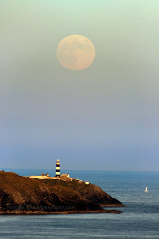 Full Moon Over The Old Head Of Kinsale Lighthouse - Michael Prior Photography 
