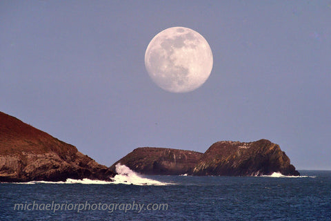 The Moon Rising Behind The Sovereign Islands At The Mouth OF Kinsale Harbor, co cork.