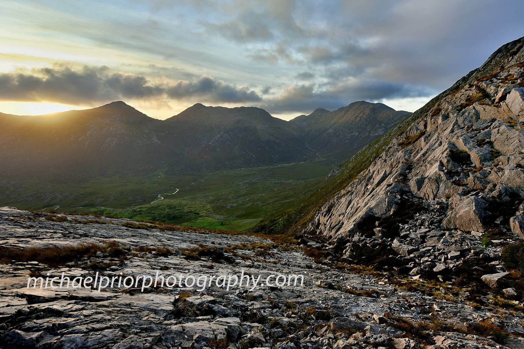 Sun Setting Behind The 12 Bens In Connamara - Michael Prior Photography 