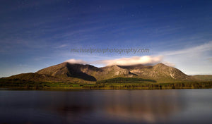 Looking Across  Lough Inagh To The Connamara Mountains in moonlight. - Michael Prior Photography 