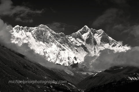 Mt Everest And Mt Lhotse In Black and white