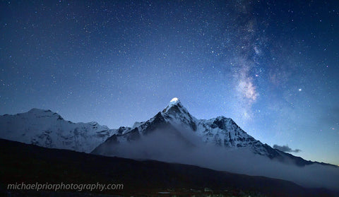 Ama Dablam With The Milkyway And Moonlight