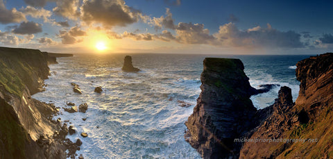 Kilkee cliffs at sunset