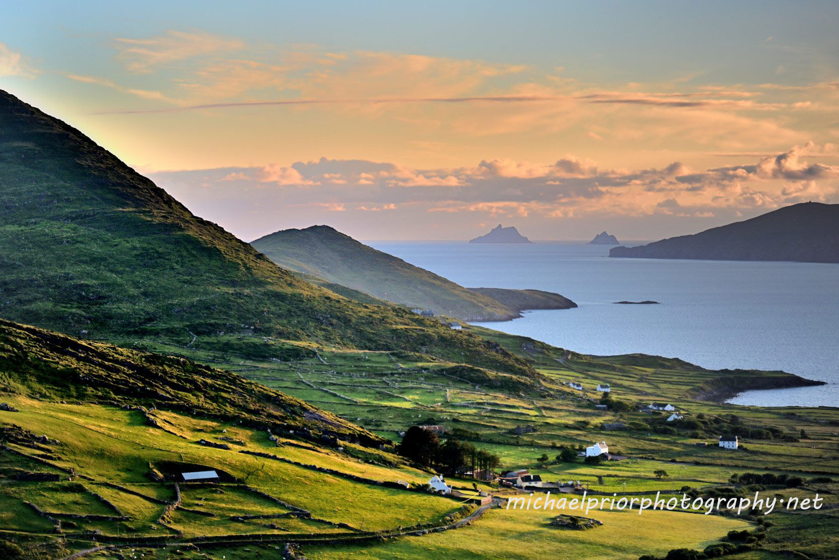 Waterville with the Skellig islands in the background