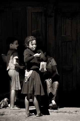 Nepalese kids in Black And White